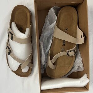 Cushionaire Tan Sandals with Dual Straps